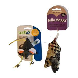 Cat Toy Turbo Felt Mouse Catnip and Jolly Moggy Rosewood Catnip Feather Fish